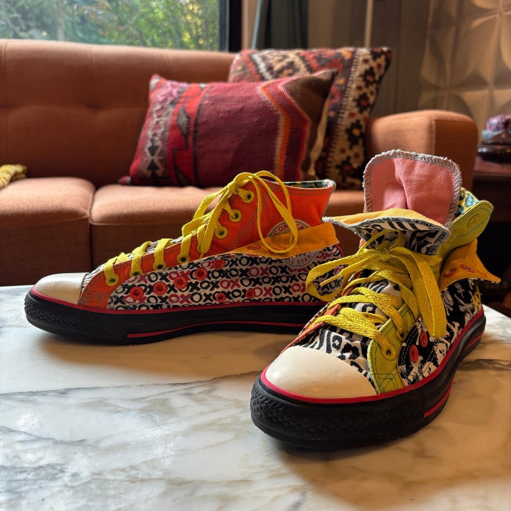 Converse Chuck Taylor All Star Double Upper High Top Mixed Print Sneakers Size 8 - Picture 14 of 14